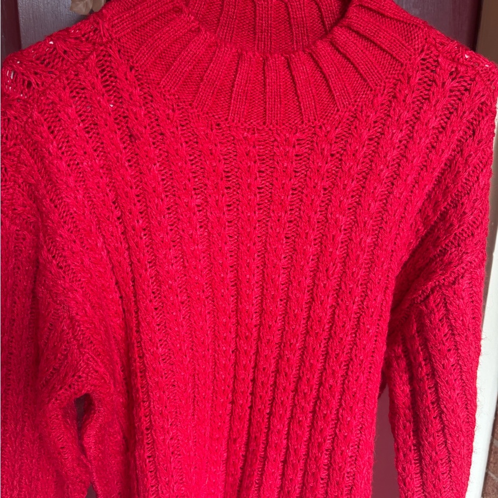 St. John's Bay Bold Red Cable Knit Turtleneck Sweater